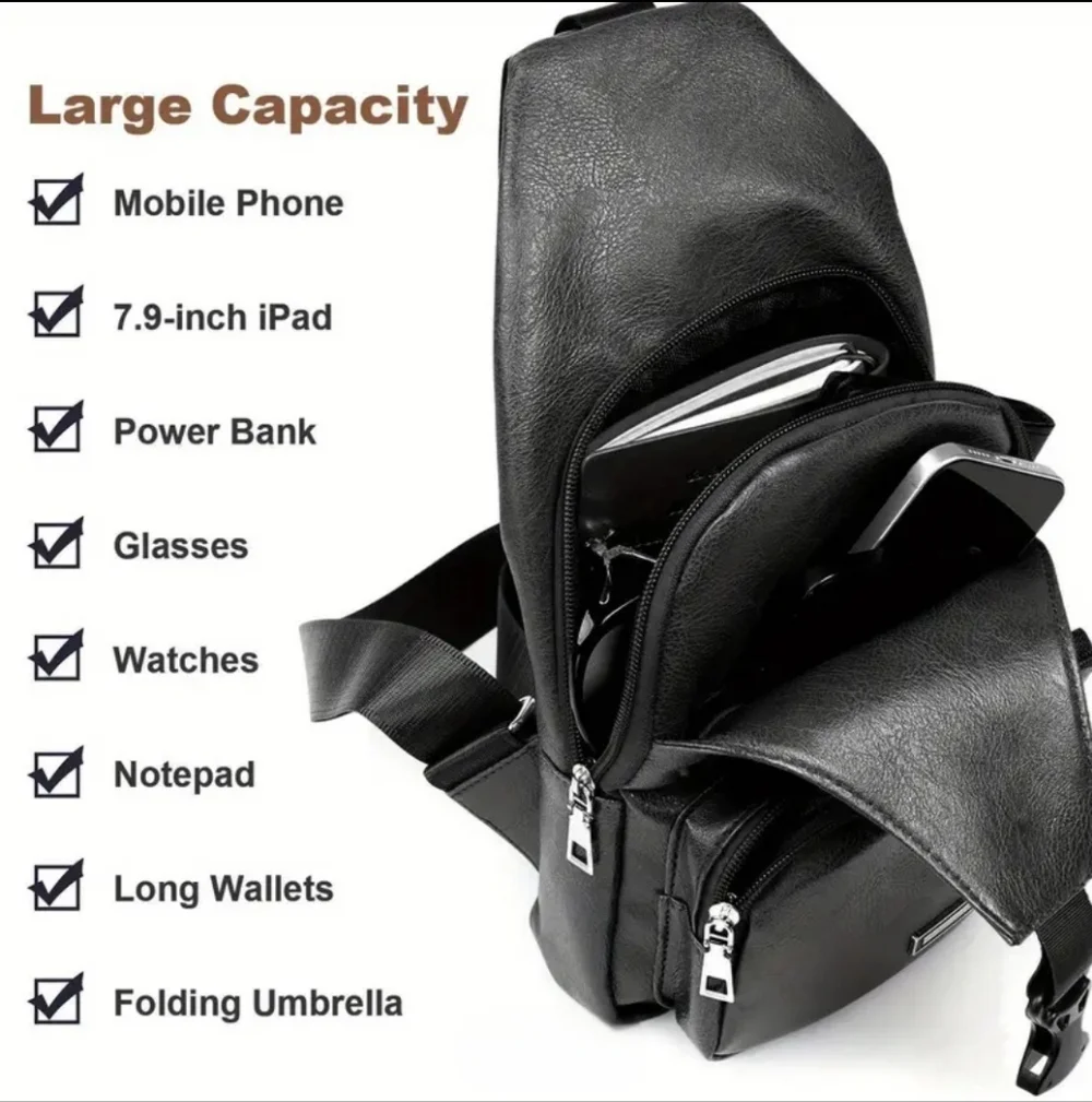 Men's Multi-layer Large‎ Capacity Chest Bag Casual Multi-layer Crossbody Bag